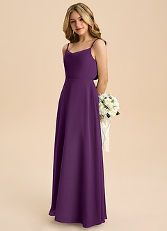 Azazie Shale Junior Robe Trapèze en Mousseline de soie Arc Grain De Raisin image6