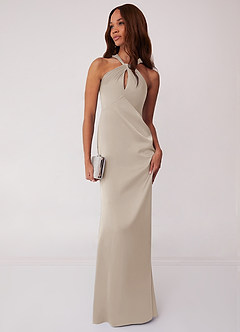 Barbie ♥ Azazie Bridesmaid Dresses Frost Sheath Stretch Satin Dress image3