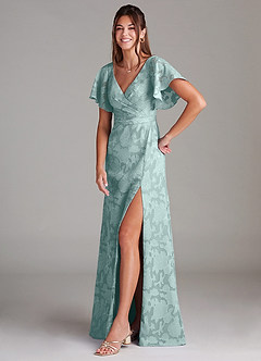 Azazie Ambrosia Jurken voor bruidsmeisjes Jurk van Bloemen Burn-out met A-Lijn Geplooid De Nevel image4