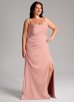 Azazie Deandra Bridesmaid Dresses Rosette Mermaid Pleated Stretch Satin Dress image10