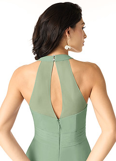 Azazie Danica Robes de demoiselle d'honneur Robe Trapèze en Mousseline de soie Plissée Matcha image5