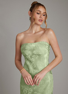 Azazie Viv Bridesmaid Dresses Sage Green Jacquard Sheath Strapless Jacquard Dress image6