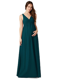 maternity bridesmaid dresses azazie Mabel Off Shoulder Chiffon Maxi Dress - Lemon