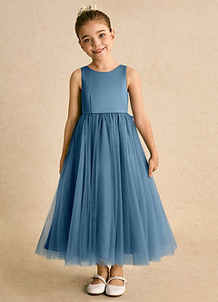 Azazie Solia Flower Girl Dresses Bermuda Ball-Gown Bow Tulle Dress image3
