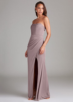 Azazie Leonis Vestidos de damas de honor Vestido de Atardecer de Malla de Corte Recto Convertible con Sin tirantes image3