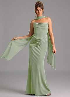 Azazie Sorrel Bridesmaid Dresses Dusty Sage Mermaid Corset Velvet Convertible Dress image1
