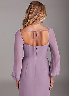 Azazie Charissa Brautjungfernkleider Etui Langarm Chiffon Kleid Blauregen image2