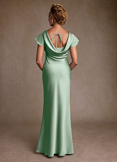 Azazie Shelby vestidos de madre de la novia Vestido de Agave de Satén Elástico de Corte Sirena con Plisado image2