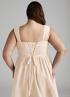 Azazie Angie Abiti da Damigella Abito A-Line in Chiffon Corsetto Alabastro Bianco image15