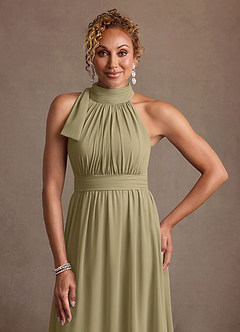 Azazie Antoinette Mother of the Bride Dresses Moss Green A-Line Pleated Chiffon Dress image5