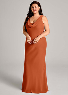 Azazie Rylina Bridesmaid Dresses Burnt Orange Mermaid Pleated Chiffon Dress image9