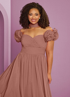 Barbie ♥ Azazie Bridesmaid Dresses Cedar Rose A-Line Off the Shoulder Chiffon Convertible Dress image20