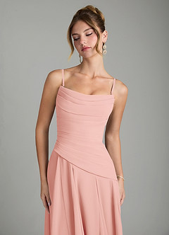 Azazie Gabriela Brautjungfernkleider A-Linie Korsett Chiffon Kleid Rosettenrosa image9