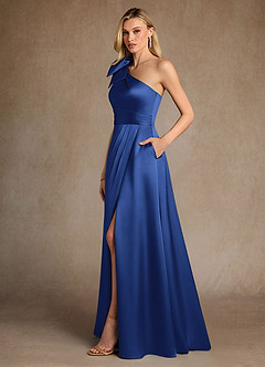 Azazie Easton Kleider für die Brautmutter A-Linie One-Shoulder Stretch-Satin Kleid Königsblau image2