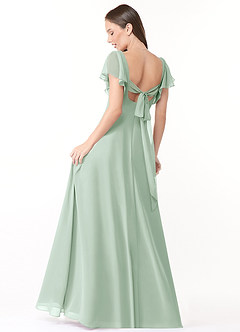 Azazie Syenna Bridesmaid Dresses Agave A-Line Ruched Chiffon Dress image2