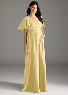 Azazie Verna Gravid brudtärna klänningar Klänning A-Line Ruched Golvlängd Stretch Satin image5