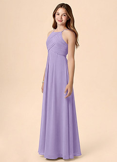 Azazie Ginny Junior Lilac A-Line Pleated Chiffon Dress image3