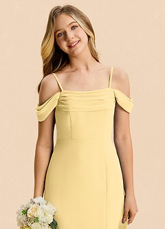 Azazie Lilly Junior A-Linie Plissee Chiffon Kleid Butter image6
