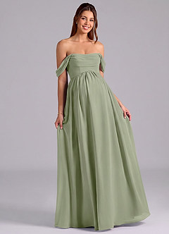 Azazie Saige Maternity Bridesmaid Dresses A-Line Pleated Chiffon Floor-Length Dress image4