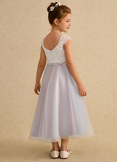 Azazie Momo Flower Girl Dresses Ivory Rosette A-Line Lace Dress image2