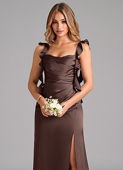 Azazie Jessamine Bridesmaid Dresses Ganache Sheath Corset Stretch Satin Dress image7