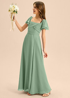 Azazie Azey Junior Robe Trapèze en Mousseline de soie Rayé Matcha image7