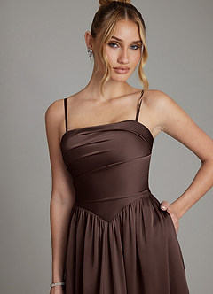 Azazie Zena Bridesmaid Dresses Ganache A-Line Strapless Stretch Satin Dress image2