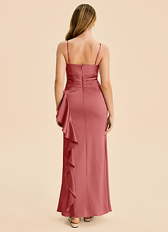 Azazie Lyla Junior Antique Rose Mermaid Pleated Stretch Satin Dress image2
