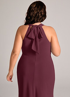 Azazie Doretta 신부 들러리 드레스 인어 주름진 쉬폰 바닥 길이 드레스 image12