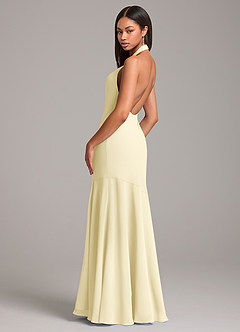Azazie Lorena Bridesmaid Dresses Lemon Sorbet Mermaid Pleated Chiffon Dress image6