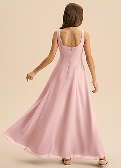 Azazie Lambie Junior Powder Pink A-Line Pleated Chiffon Dress image8