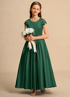 Azazie Bunny Girl Robe Demoiselle D'honneur Fillette Robe Princesse en Dentelle Vert Foncé image3