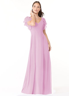 Azazie Syenna Bridesmaid Dresses Candy Pink A-Line Ruched Chiffon Dress image1