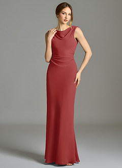 Azazie Kieryn Vestidos de damas de honor Vestido de Óxido de Gasa de Corte Sirena con Plisado image4