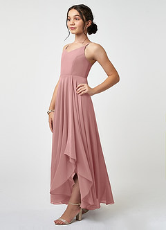 Azazie Collette Junior Dusty Rose A-Line Ruched Chiffon Dress image3