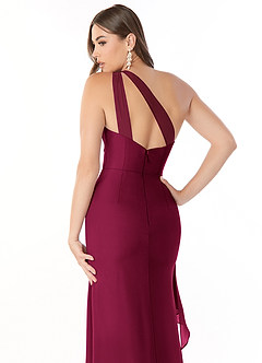 Azazie Maive Bridesmaid Dresses Burgundy Sheath Pleated Ruffle Chiffon Dress image6