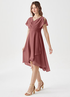 Azazie Graciela Junior Amethyst A-Line Pleated Chiffon Dress image4