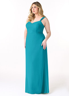 Azazie Denice Bridesmaid Dresses Jade Sheath Pleated Chiffon Dress image3