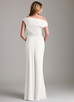 Azazie Emerson Brautjungfernkleider Etui Schulterfrei Chiffon Kleid Weiß image4