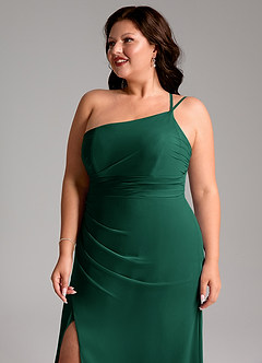 Azazie Eren Bridesmaid Dresses Emerald Sheath One Shoulder Chiffon Dress image6