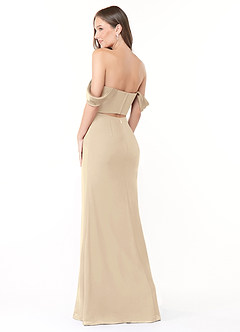 Azazie Lynnie Bridesmaid Dresses Champagne Mermaid Off the Shoulder Chiffon Convertible Dress image5