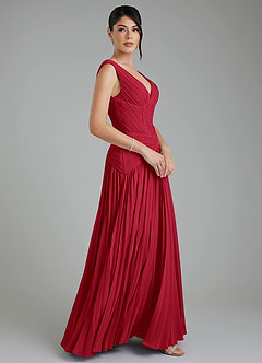 Azazie Kima Bridesmaid Dresses Scarlet A-Line Pleated Chiffon Dress image7