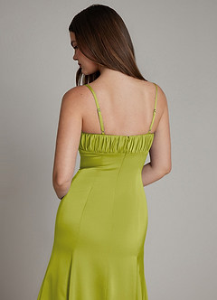 Azazie Avira Bridesmaid Dresses Lemongrass Mermaid Stretch Satin Dress image4
