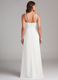 Azazie Maci Vestidos de damas de honor Vestido de Blanco de Gasa de Corte Recto con Plisado image12