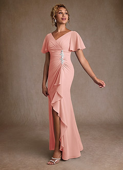 Azazie Suffolk Moeder van de bruid jurken A-Lijn Jurk van Chiffon Geplooid Rozet image2