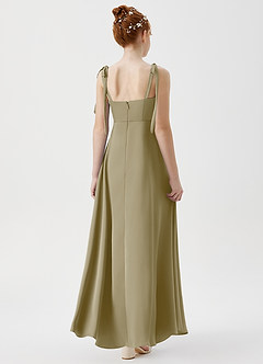Azazie Rosey Junior Robe Trapèze en Satin extensible Encolure en Forme de Cœur Vert Mousse image2