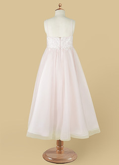 Azazie Buttercup Flower Girl Dresses Ivory Rose Petal A-Line Lace Tulle Dress image11