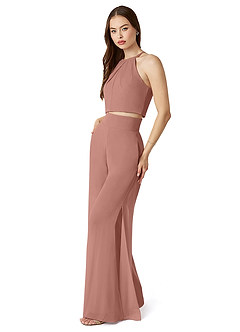 Azazie Kenzi Abiti da Damigella Tuta in Chiffon Plissettato Cedro Rosa image3
