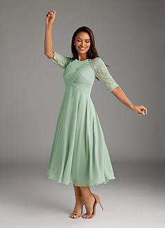 Azazie Dorothea Mother of the Bride Dresses Agave A-Line Scoop lace Chiffon Dress image2