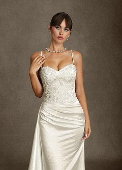 Azazie Angel Wedding Dresses Antique White Mermaid Strapless Charmeuse Dress image4